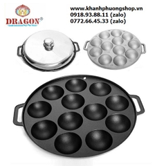 chảo gang đổ bánh khọt 8,10,12 lỗ - khuôn đổ bánh khọt 8,10,12 lỗ
