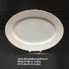 dĩa oval viền vàng sứ Minh Long - dĩa hột xoài viền vàng sứ minh long
