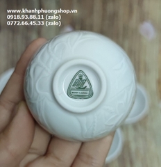 chung nhỏ vân hoa sen để nước cúng bàn thờ sứ Minh Long - chung nhỏ sứ nhỏ minh long