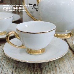 bộ ấm trà hoàng cung chỉ vàng sứ Minh Long - bộ ấm trà Minh Long chỉ vàng
