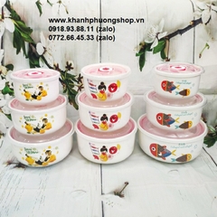 bộ 3 thố sứ có nắp - thố sứ có nắp