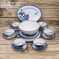 bộ chén tô dĩa sứ Minh Long Hoàng Cung Sen Vàng - bộ bàn ăn cao cấp sứ Minh Long