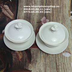bộ chén uống trà Tulip sứ Minh Long 0.18L - bộ chén sứ uống trà có nắp minh long