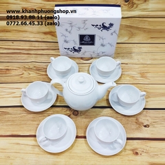 bộ ấm trà sứ minh long Camellia trắng - bộ ấm trà gốm sứ Minh Long