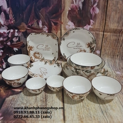 bộ chén tô dĩa sứ Cotton cao cấp, sang trọng - bộ bàn tô chén dĩa sứ đẹp