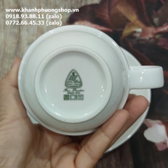 tách uống cà phê capuchino, latte sứ Minh Long màu trắng