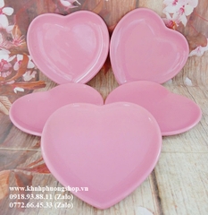 Dĩa sứ hình trái tim màu hồng pastel siêu đẹp - đĩa sứ hình trái tim