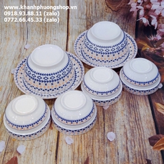 bộ chén tô dĩa sứ họa tiết thổ cẩm - bộ chén tô dĩa sứ