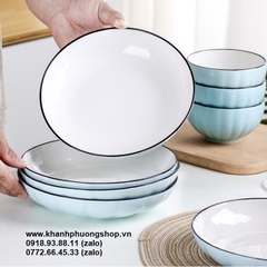 dĩa sứ xanh biển - dĩa sứ đẹp - dĩa sứ