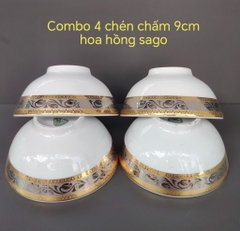 Combo 4 chén chấm Hoa Hồng Sago 9cm gốm sứ Minh Long