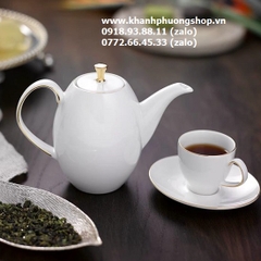 bộ ấm trà Anna cao viền vàng sứ Minh Long - bộ ấm trà viền vàng sứ minh long