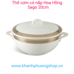 Thố cơm Hoa Hồng Sago gốm sứ Minh Long