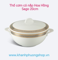Thố cơm Hoa Hồng Sago gốm sứ Minh Long