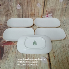 khay để khăn ăn sứ Minh Long viền vàng  - khay để khăn sứ viền vàng