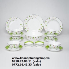 bộ bàn ăn cao cấp Hoa May Mắn sứ Minh Long 12 món - bộ bàn ăn cao cấp sứ minh long hoa may mắn
