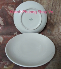 Dĩa tròn ảo 22cm gốm sứ Minh Long - dĩa tròn 22cm trắng ngà sứ minh long