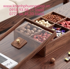 Khay mứt gỗ 6 ngăn - khay đựng mứt, bánh kẹo bằng gỗ 6 ngăn