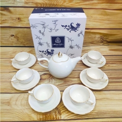 bộ ấm trà mẫu đơn chỉ vàng sứ Minh Long - bộ ấm trà viền chỉ vàng sứ Minh Long