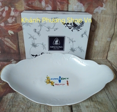 Dĩa trái cây Đài các Trắng Viền Chỉ Vàng