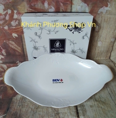 Dĩa trái cây Đài các Trắng Viền Chỉ Vàng