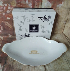 Dĩa trái cây Đài các Trắng Viền Chỉ Vàng