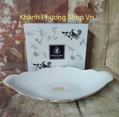 Dĩa trái cây Đài các Trắng Viền Chỉ Vàng