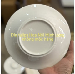 Dĩa tròn Tulips hoa nổi size 20cm gốm sứ Minh Long - dĩa lòng sâu