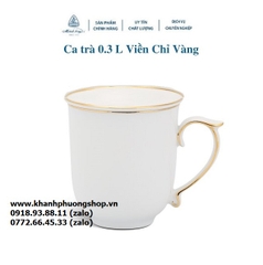 ca trà Mẫu Đơn viền vàng sứ Minh Long 0.3L - ly sứ có nắp viền vàng sứ Minh Long