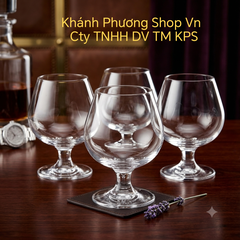 Bộ 4 ly thủy tinh uống rượu Cognac 265ml - ly thủy tinh uống rượu