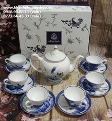 bộ ấm trà hoàng cung sen vàng sứ Minh Long 1.3L - bộ ấm trà hoàng cung sen vàng