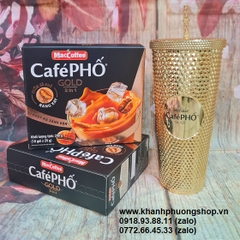 set 2 hộp cà phê phố tặng kèm ly kim cương 800ml màu gold - ly kim cương màu gold