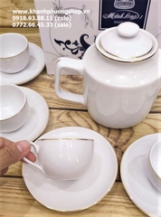bộ ấm trà gốm sứ Minh Long - bộ ấm trà sứ trắng Minh Long