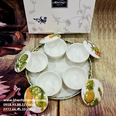 khay mứt sứ ngũ hoa, ngũ quả sứ Minh Long - khay mứt sứ trưng Tết