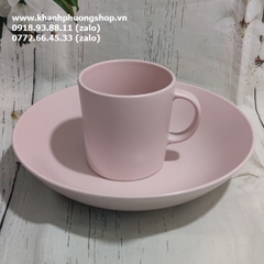 ly sứ tráng men cao cấp màu hồng phấn - ly sứ uống nước màu hồng