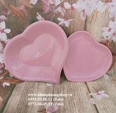 Dĩa sứ hình trái tim màu hồng pastel siêu đẹp - đĩa sứ hình trái tim