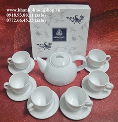bộ ấm trà sứ Minh Long 1.1L - bộ ấm trà sứ trắng minh long