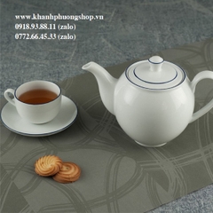 bộ ấm trà sứ Minh Long viền chỉ xanh dương - bộ ấm trà gốm sứ Minh Long viền xanh dương