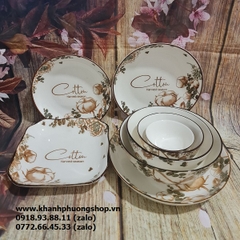 bộ chén tô dĩa sứ Cotton cao cấp, sang trọng - bộ bàn tô chén dĩa sứ đẹp