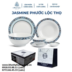 bộ chén tô dĩa Phước Lộc Thọ sứ Minh Long 16 món - bộ chén tô dĩa sứ minh long phước lộc thọ