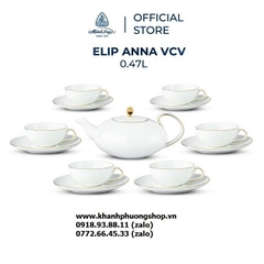 bộ ấm trà sứ Minh Long Anna chỉ vàng - bộ ấm trà gốm sứ Minh Long Elips chỉ vàng