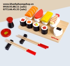 bộ đồ chơi cơm cuộn sushi gỗ cho bé - đồ chơi gỗ bộ cơm cuộn sushi cho bé