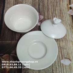bộ chén uống trà Tulip sứ Minh Long 0.18L - bộ chén sứ uống trà có nắp minh long