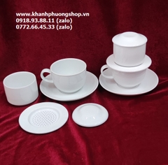 bộ phin pha cà phê sứ Minh Long - phin pha cà phê sứ trắng