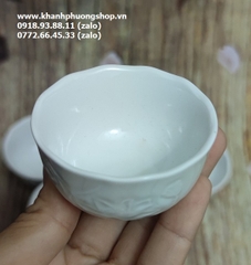 chung nhỏ vân hoa sen để nước cúng bàn thờ sứ Minh Long - chung nhỏ sứ nhỏ minh long