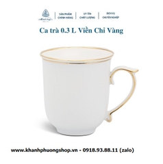 ca trà Mẫu Đơn viền vàng sứ Minh Long 0.3L - ly sứ có nắp viền vàng sứ Minh Long