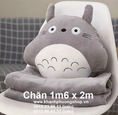 bộ mền gối 2 trong 1 totoro xám - bộ gối mền 2 trong 1 totoro xám