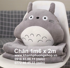 bộ mền gối 2 trong 1 totoro xám - bộ gối mền 2 trong 1 totoro xám