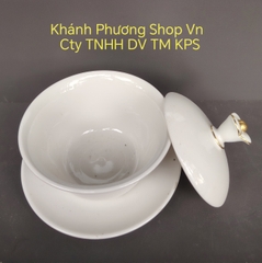 Bộ chén trà có nắp 0.18L gốm sứ Minh Long