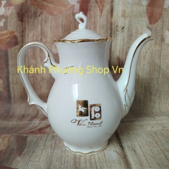 Bộ trà Tiệp Viền Vàng 1.2L gốm sứ Minh Long in logo nhãn hàng