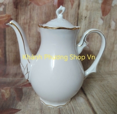 Bộ trà Tiệp Viền Vàng 1.2L gốm sứ Minh Long in logo nhãn hàng
